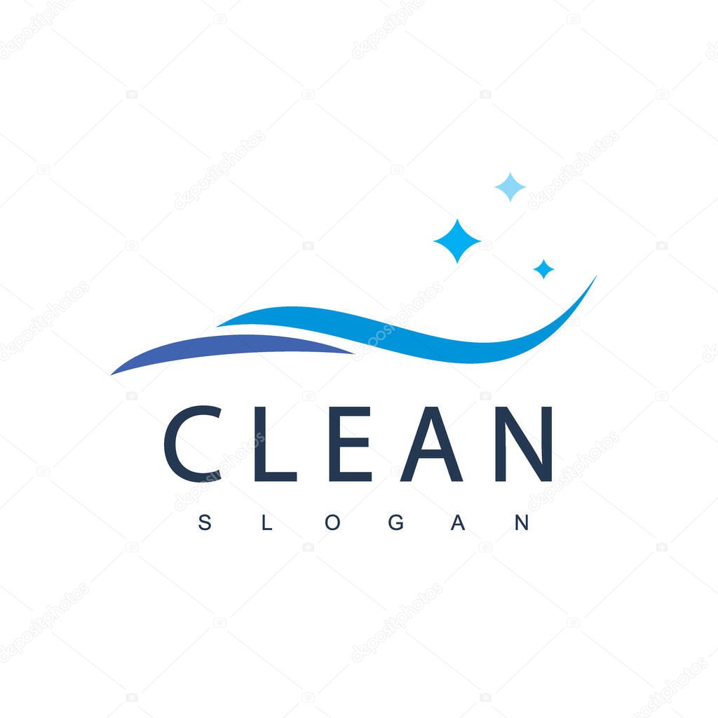 Clean Logo Design Template Suitable For Cleaning Service, House Keeping And Laundry