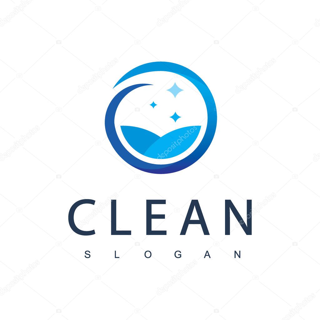 Clean Logo Design Template Suitable For Cleaning Service, House Keeping And Laundry