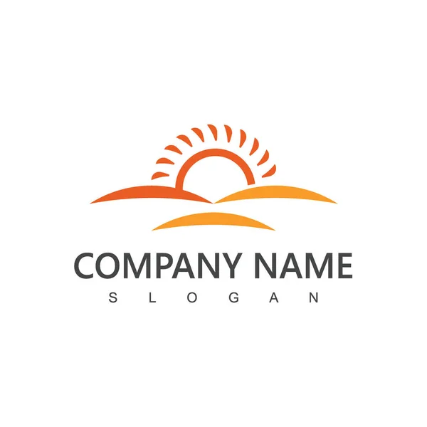 Sun Logo Template Landscape Icon Illustration — Stock Vector