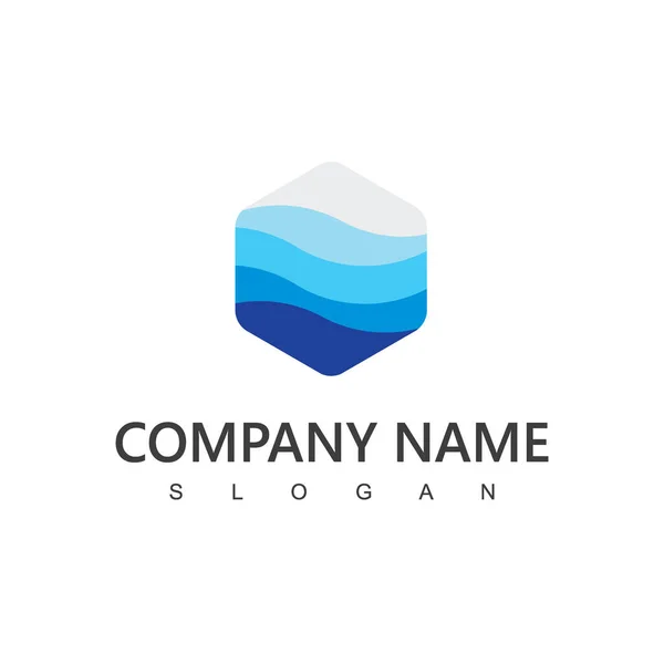 Wave Logo Template Hexagon Business Company Icon — 图库矢量图片