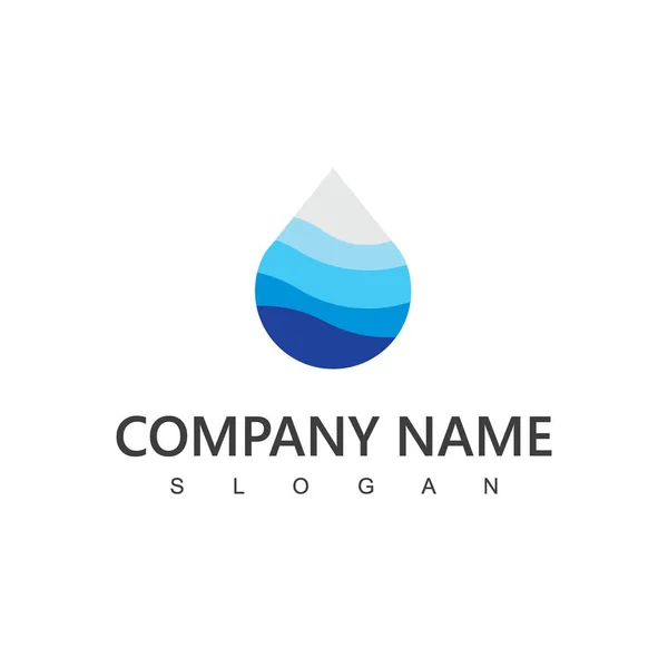 Plantilla Logotipo Agua Gota Ondulación Ilustración Agua Limpia — Vector de stock