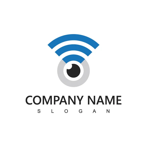 Wireless Company Logo Template Secure Wireless Concept Using Eye Wireless — Stockový vektor