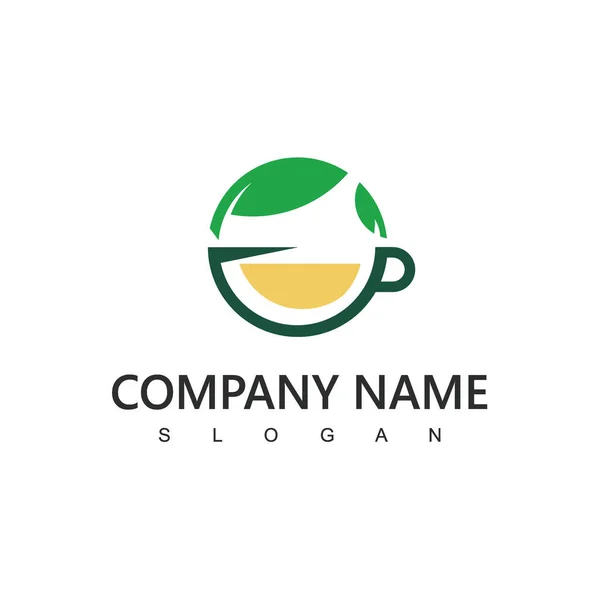 Шаблон Логотипа Чая Икона Зеленого Органического Чая — стоковый вектор