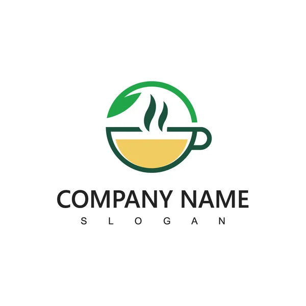 Шаблон Логотипа Чая Икона Зеленого Органического Чая — стоковый вектор