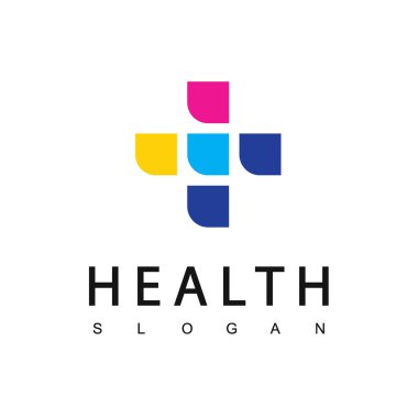 Renkli Çapraz Sembol Kullanımı Sağlık Hizmetleri Logosu Şablonu, Eğlence ve Dostça Konsept