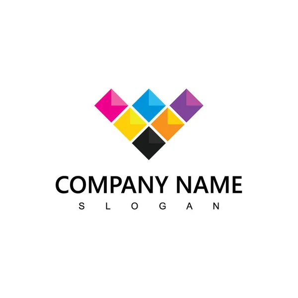 Colorful Diamond Logo Multimedia Concept Suitable Painting Printing Company Symbol — Stock Vector