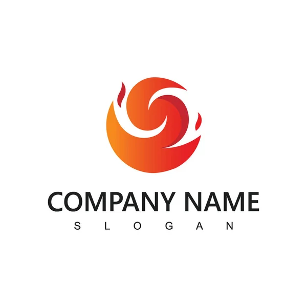 Fire Flame Logo Design Template Creative Circle Burn Fire Logo — Stock Vector