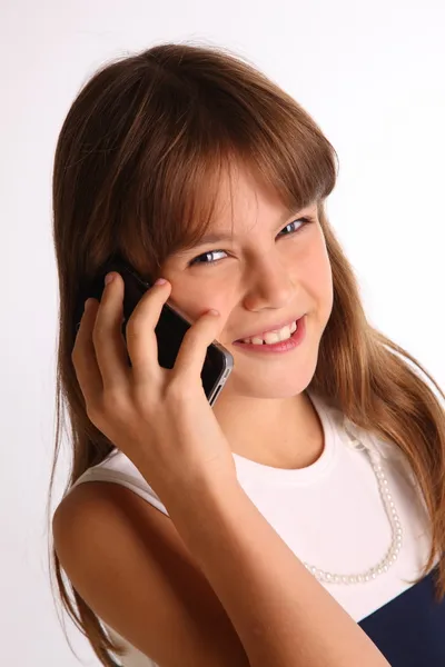 Ragazzina parla sul cellulare — Foto Stock