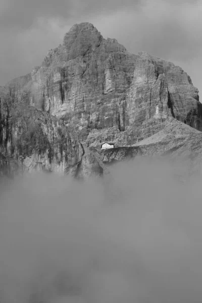 dramatic sky on mountain peaks of italian alps