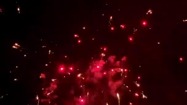 Real Fireworks Display Celebration Colorful New Year Firework Abstract Blur — Stok video