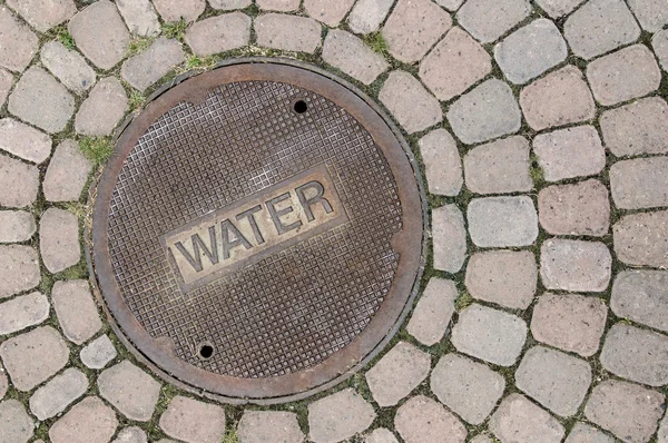 Water Manhole cover with brick — Stock Image Water Manhole cover with brick Stock Image