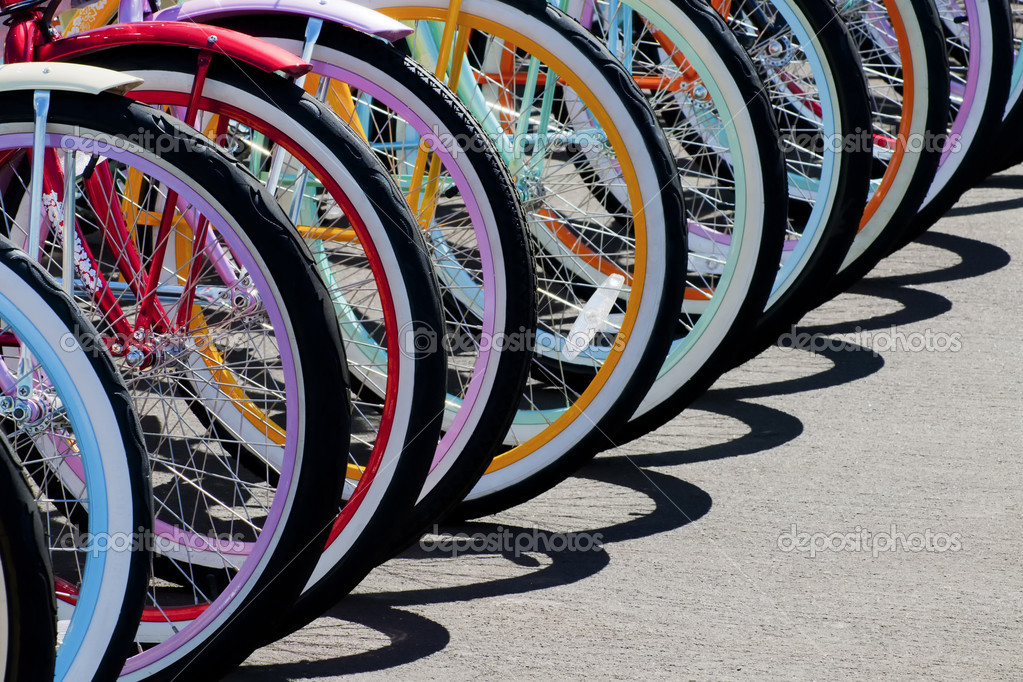 colored bike wheels