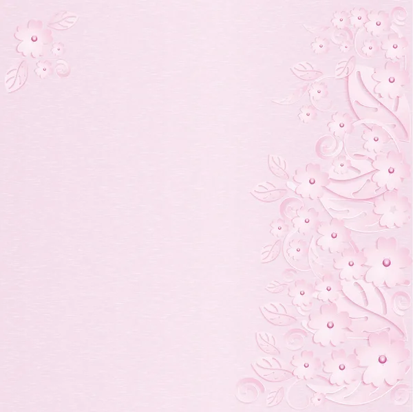 Ροζ λουλούδι φόντο με ροζ μαργαριτάρια — Διανυσματικό Αρχείο
