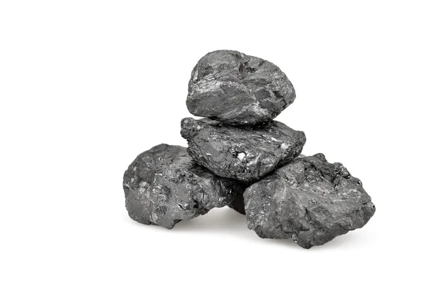 Small pile of coal isolated on white — Stock Photo, Image