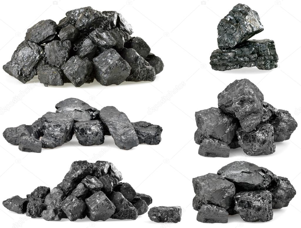 Pile of coal isolated on white