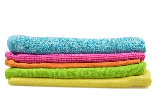 Uppsättning dukar microfiber isolerad på vit — Stockfoto