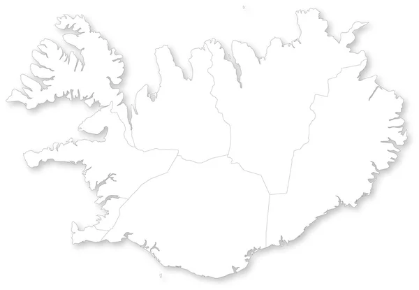 Wektor mapa Islandii z regionów. — Wektor stockowy