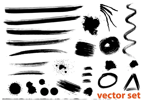Set of vector grunge ink brush strokes. — Stock Vector
