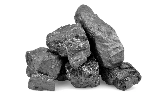 Rakás szén elszigetelt fehér — Stock Fotó