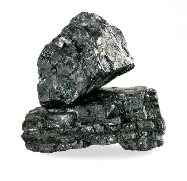 Pieces of coal isolated on white — Stock Photo, Image