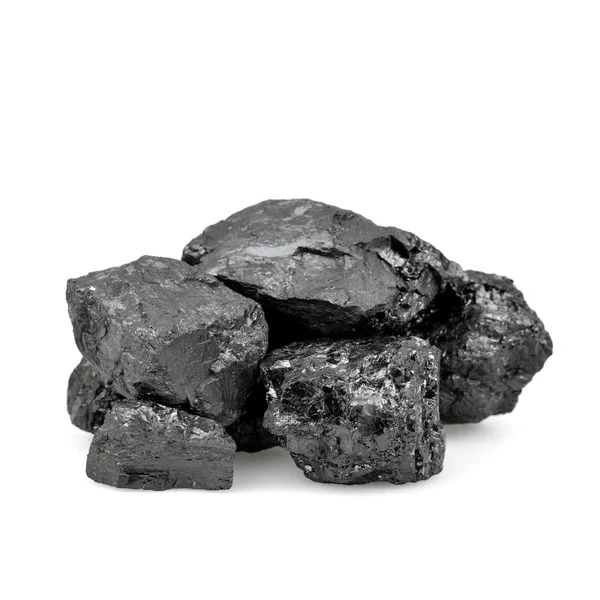Kohlehaufen isoliert auf weißem Grund — Stockfoto