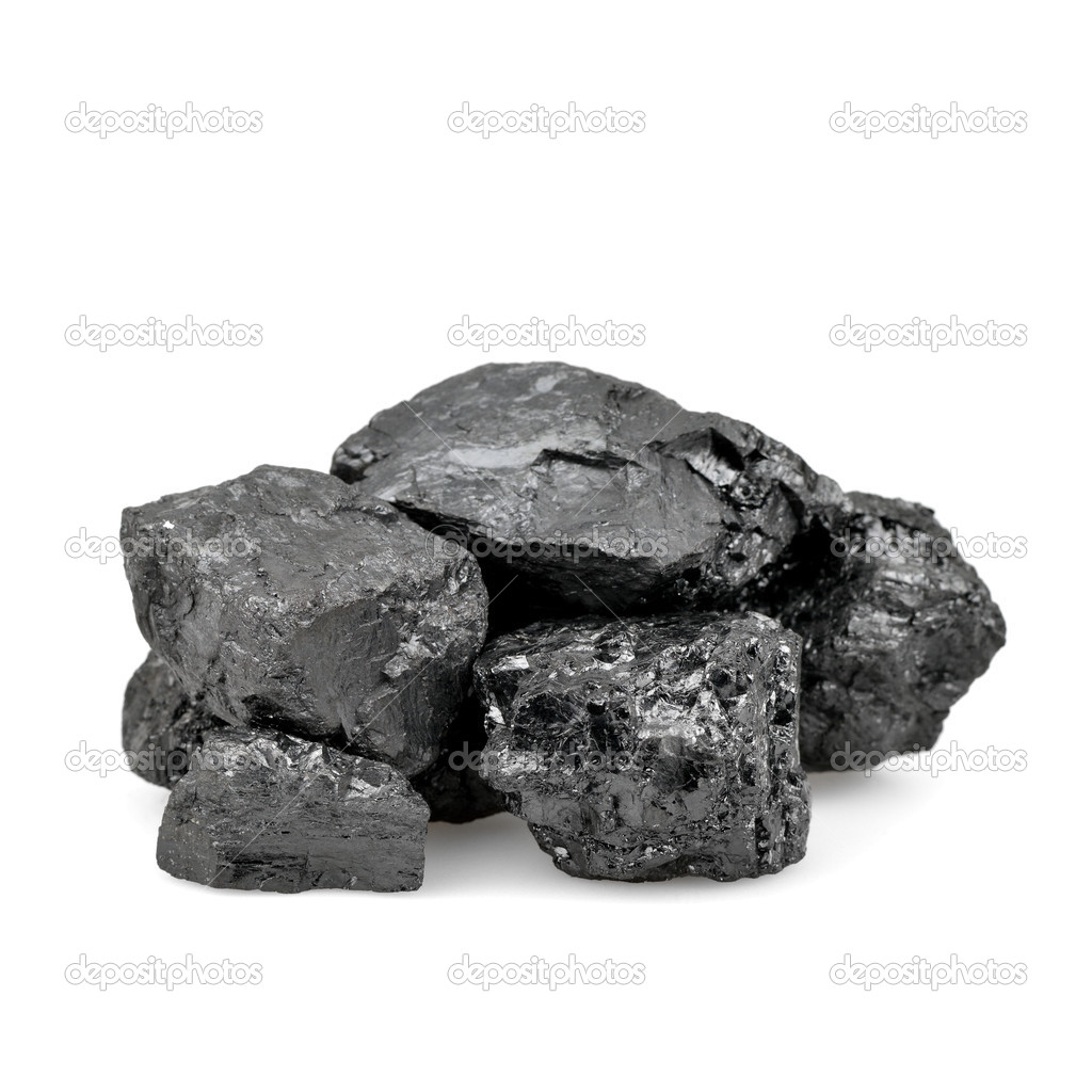 Pile of coal isolated on white