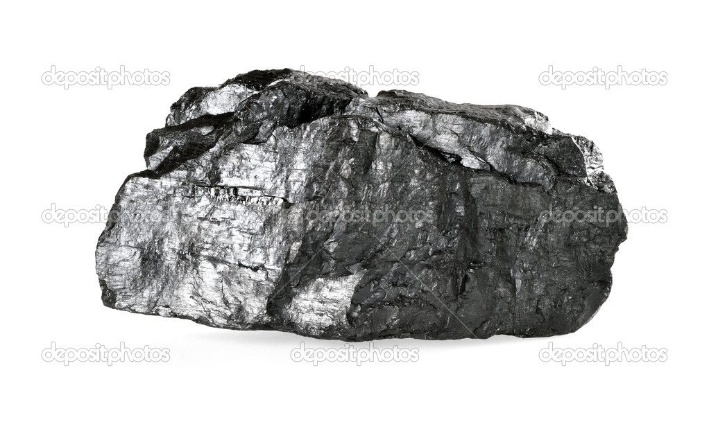Piece of coal isolated on white