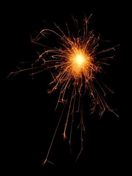 Queimando sparklers isolado no fundo preto . — Fotografia de Stock