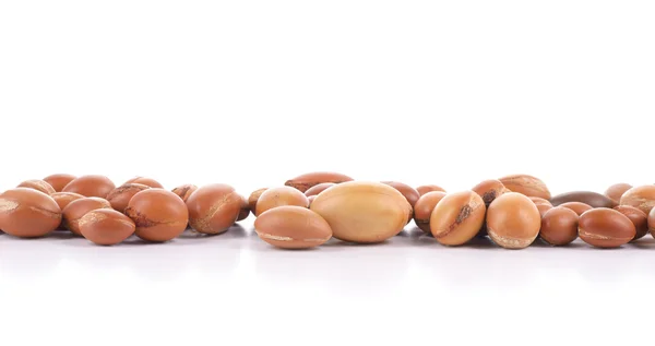 Skupina argan ořechů na bílém pozadí. — Stock fotografie