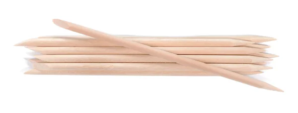 Wood Stick Cuticle Pushers on white background. — Stock Photo, Image