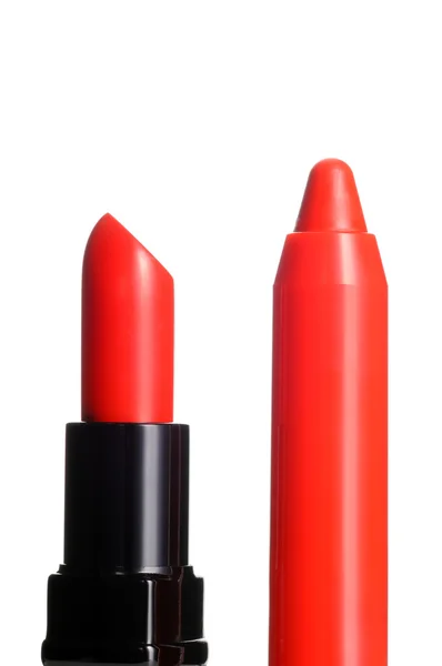 Red lipstick vs chubby stick. — Stock Photo, Image