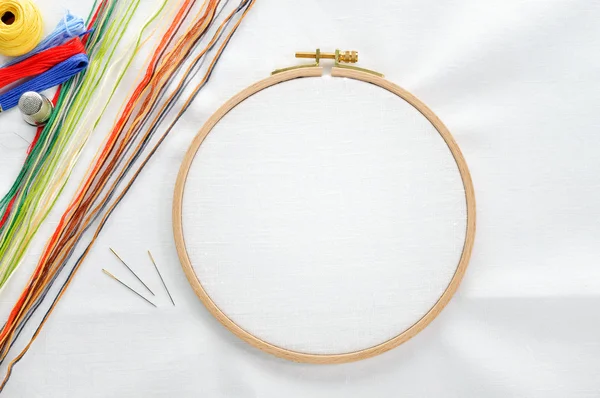 Embroidery set with copy space. — Stock Photo, Image