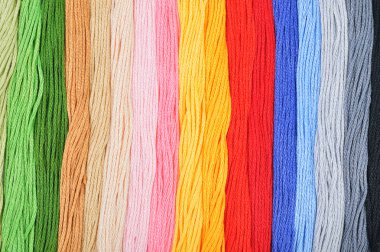 Colorful embroidery threads.