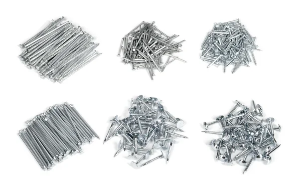 Small piles of different metal nails. — Stock Photo, Image