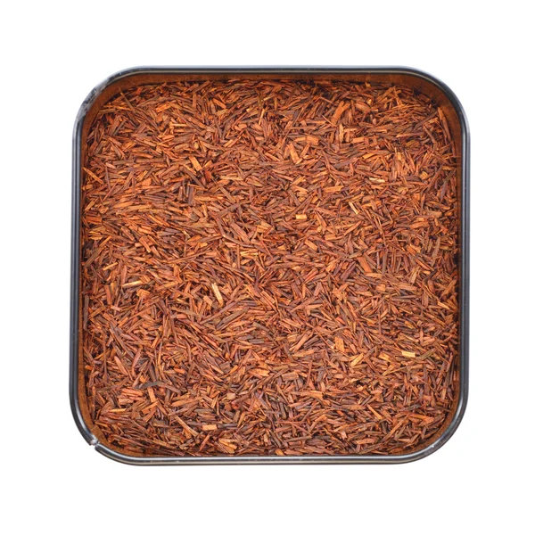 Teneke içinde doğal organik rooibos. — Stok fotoğraf