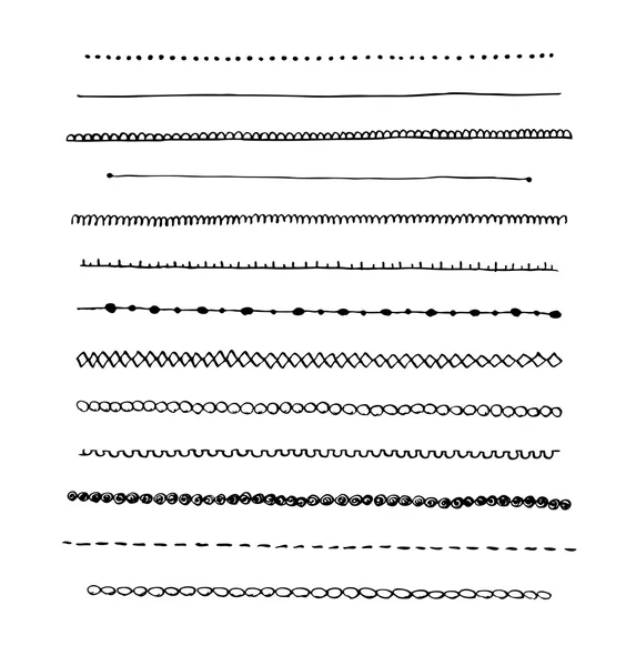 Ink hand-drawn line border set. — Stock Photo, Image