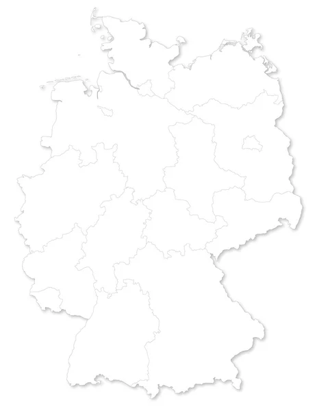 Map of German states on white background. — 图库照片