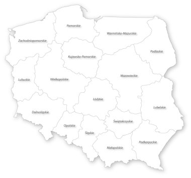vektör voivodeships ile Polonya Haritası.