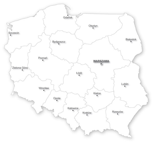 Vector map of Poland with voivodeships.