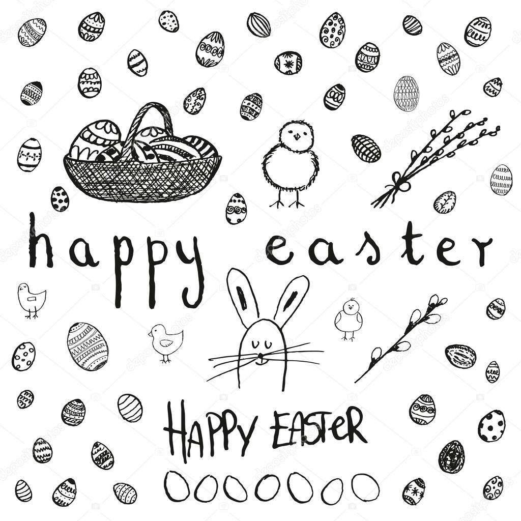 doodle vector pasen set bw stockvector c geo grafika 43411605 https depositphotos com nl 43411605 stock illustration doodle vector easter set bw html