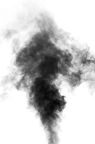 Black steam looking like smoke on white background — Stock Photo, Image
