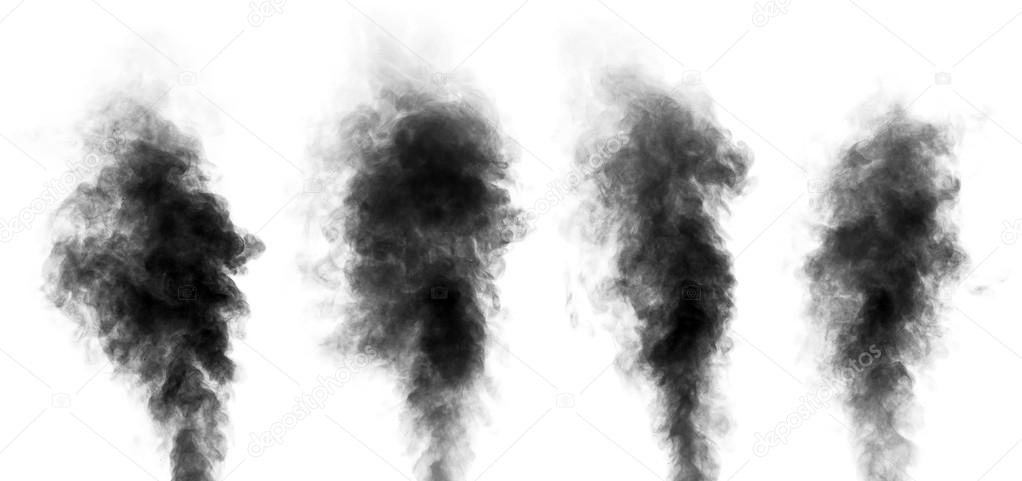 Real white steam on black background. Real white steam isolated on