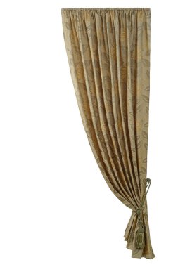 Yakalayışlı güzel bir perde. İzole edilmiş beyaz arkaplan.