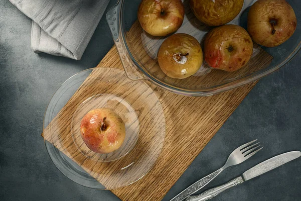Bakat Äpple Kost Mat Koncept Ovanifrån Stockfoto