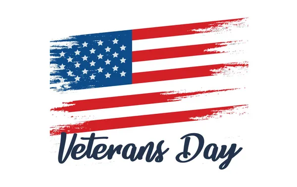 Veterans Day Holiday Banner with American flag and Stars on the background. — Stock Vector