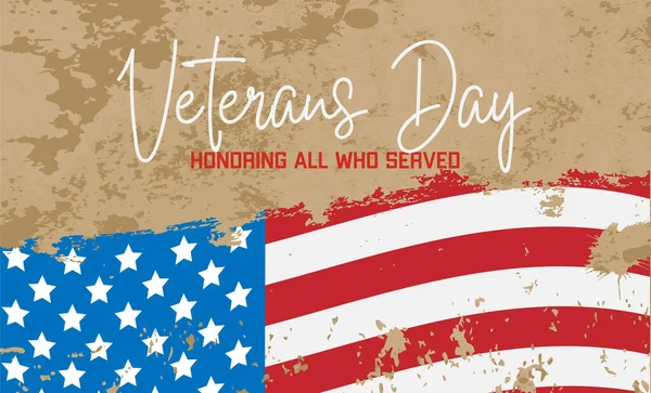 Banner de fiesta del Día de los Veteranos para la celebración nacional el 11 de noviembre — Archivo Imágenes Vectoriales