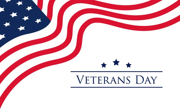 День ветеранов праздничный баннер с флагом США на фоне — стоковый вектор