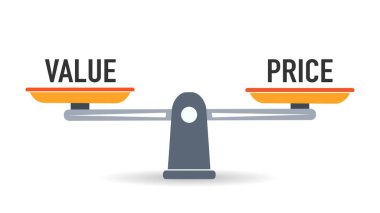 Fiyat ve değer için denge ağırlığı. resimleme.