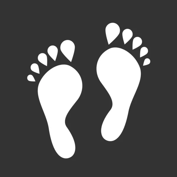 White silhouettes footprint isolated on black background. — Stock Photo, Image