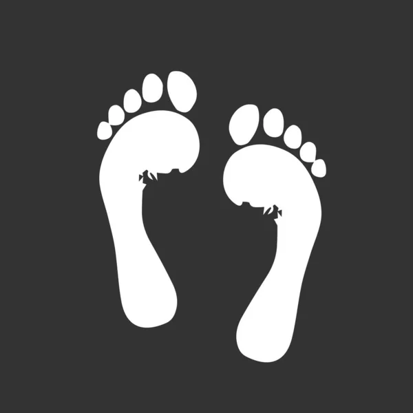 White footprint isolated on black background. clip art — Stock Photo, Image